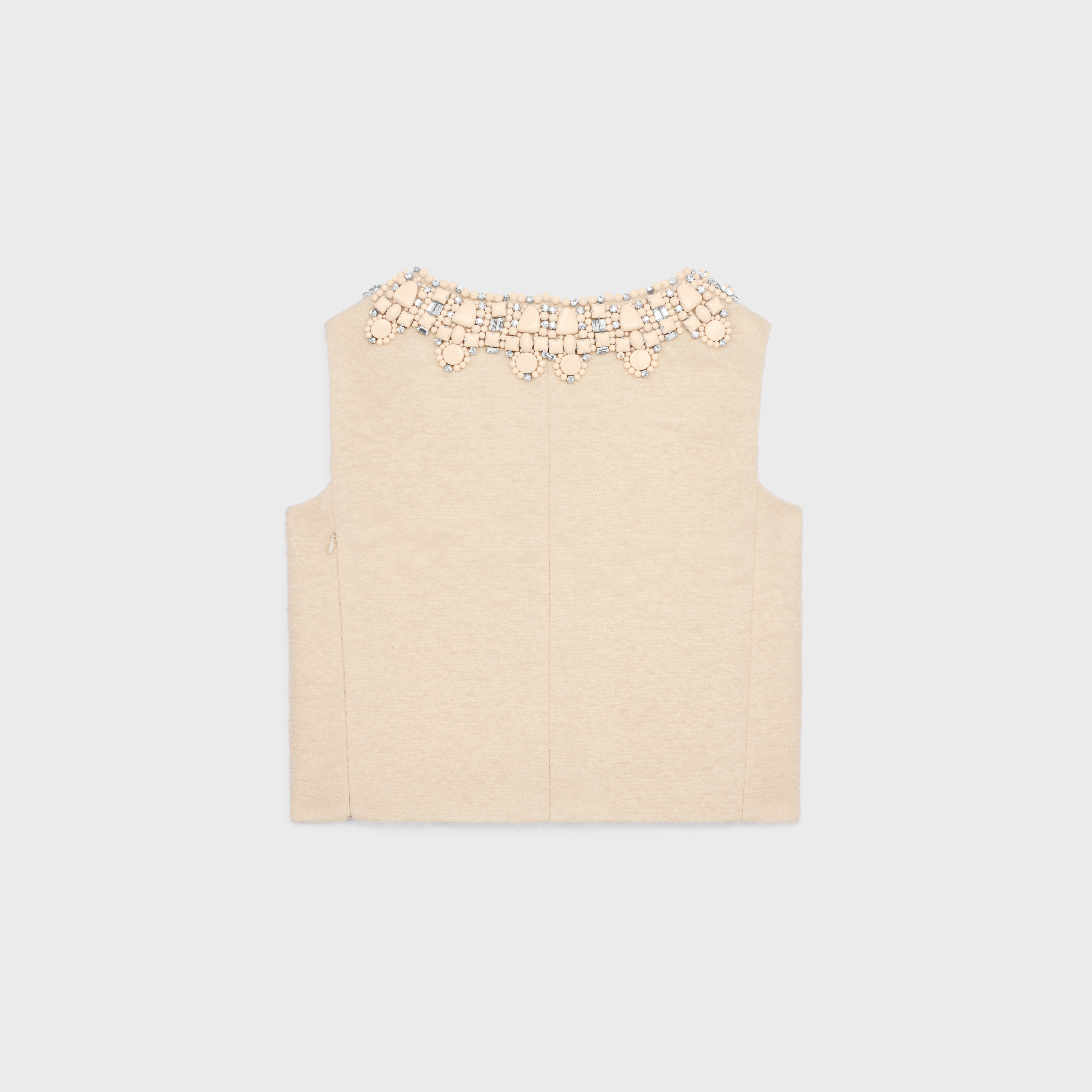 embroidered top in bouclette natté - VANILLA -  - 2 | CELINE