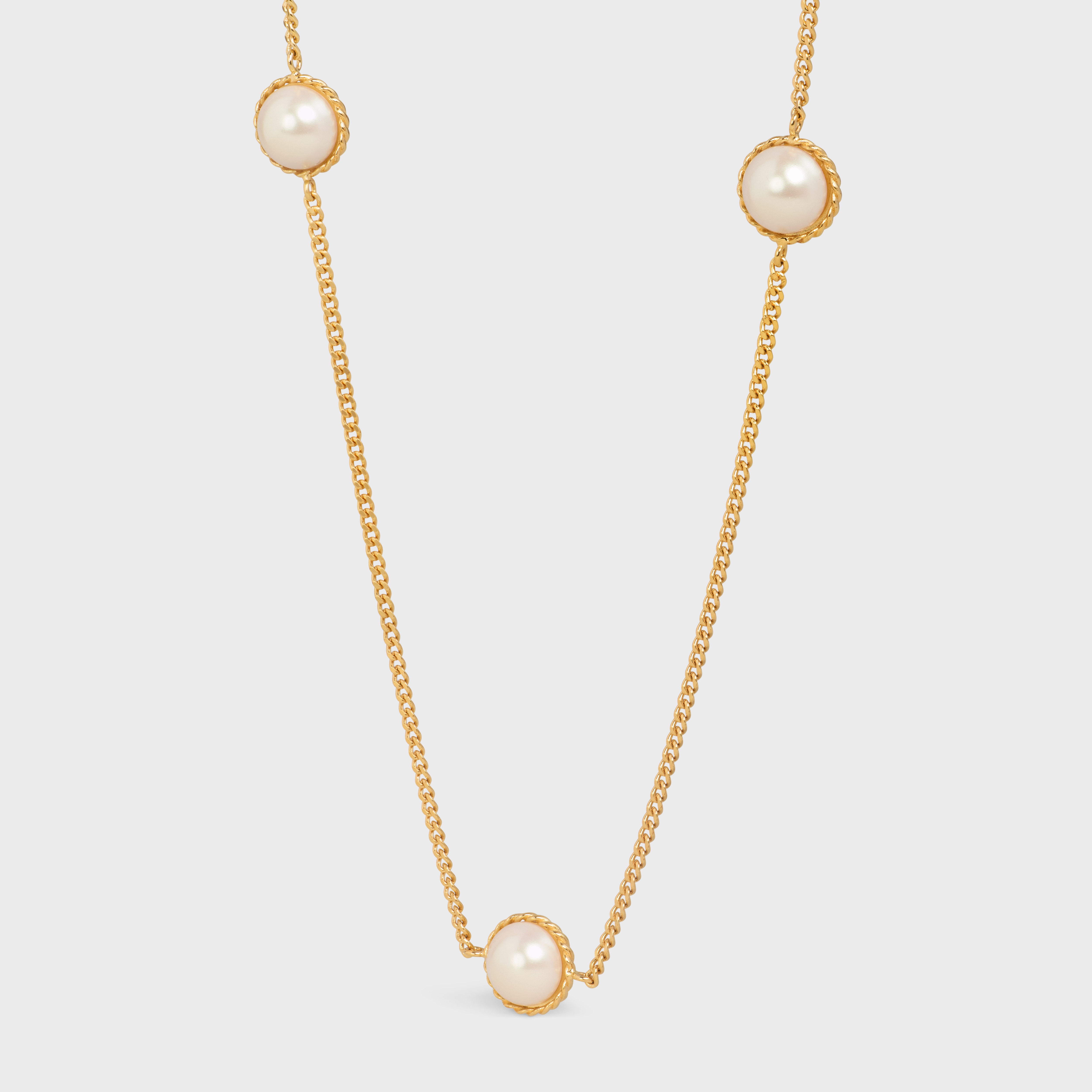 Les Perles Celine Sautoir in Resin Pearls and Brass with Gold Finish - GOLD / IVORY -  - 2 | CELINE