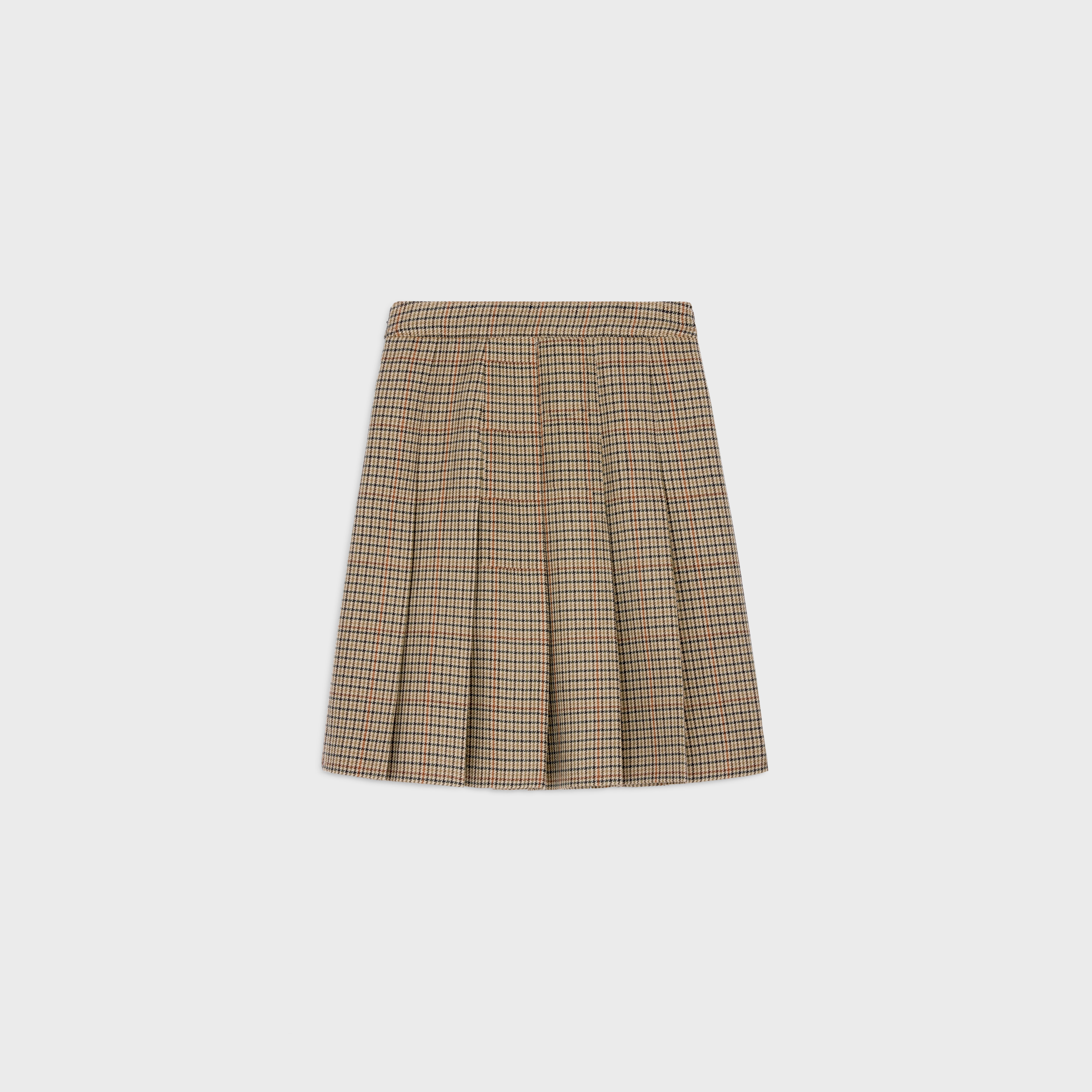 pleated skirt in houndstooth wool - IVOIRE/CAMEL/NOIR -  - 2 | CELINE