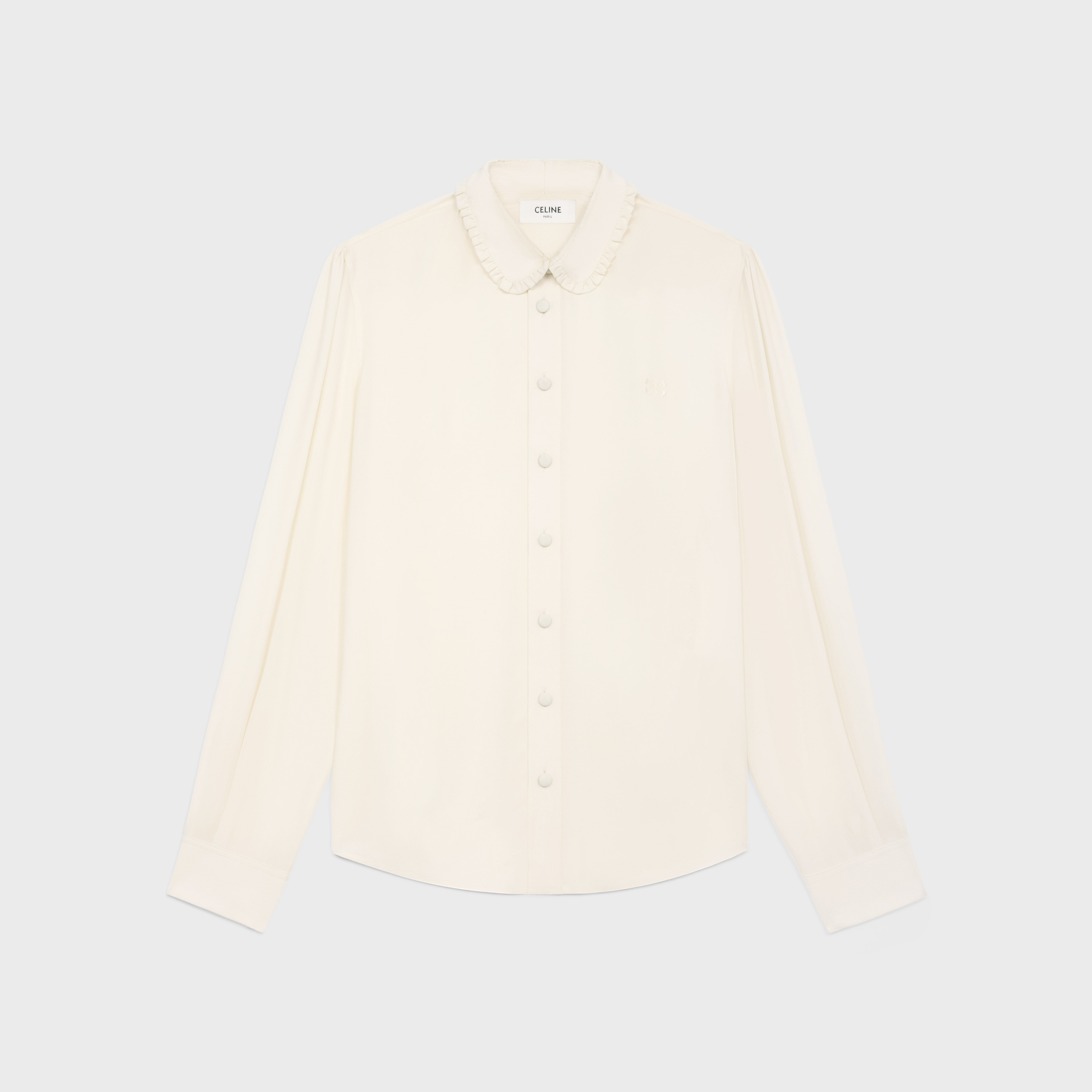 mia shirt in silk crêpe and acetate - IVORY -  - 2 | CELINE