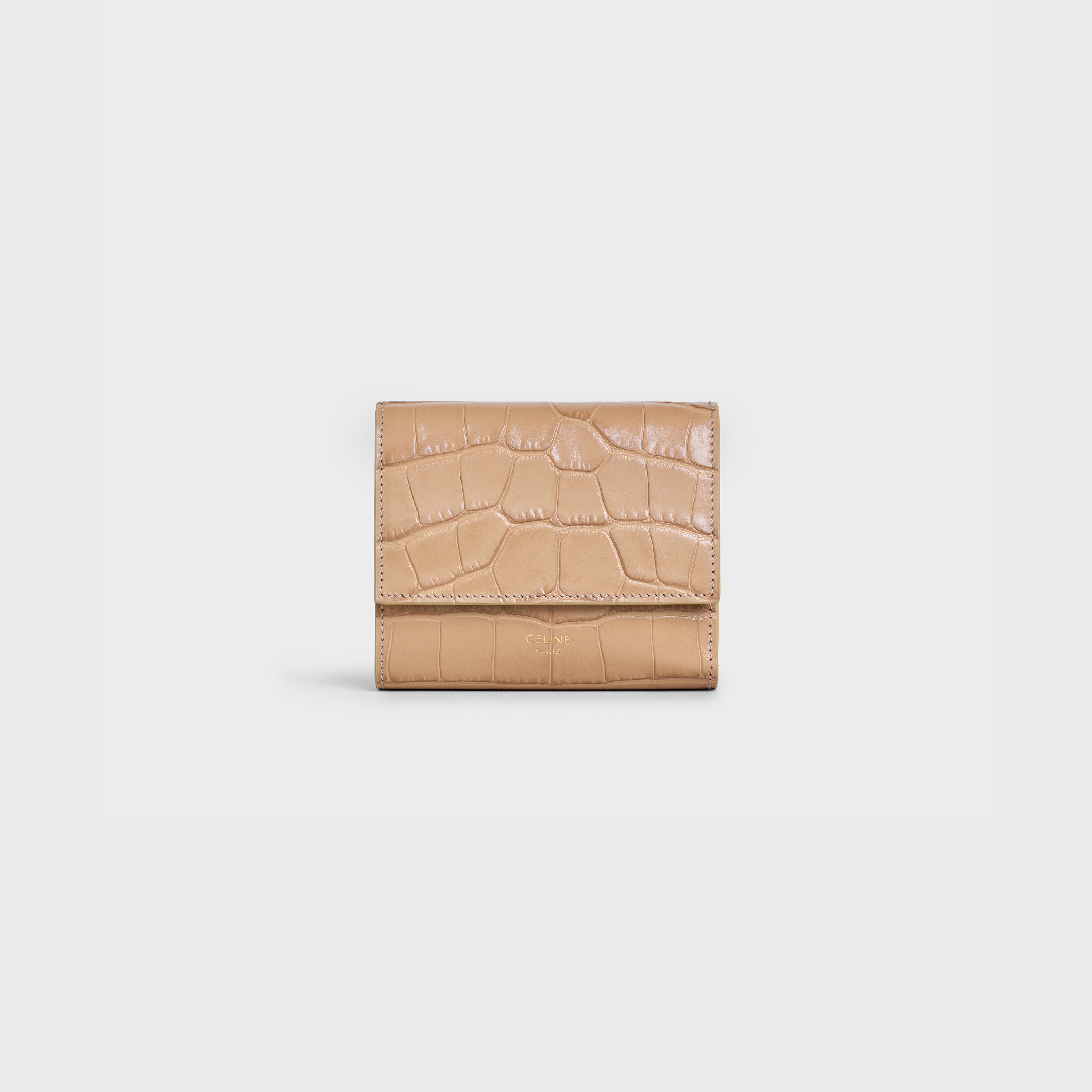 Small trifold wallet in Crocodile Embossed Calfskin