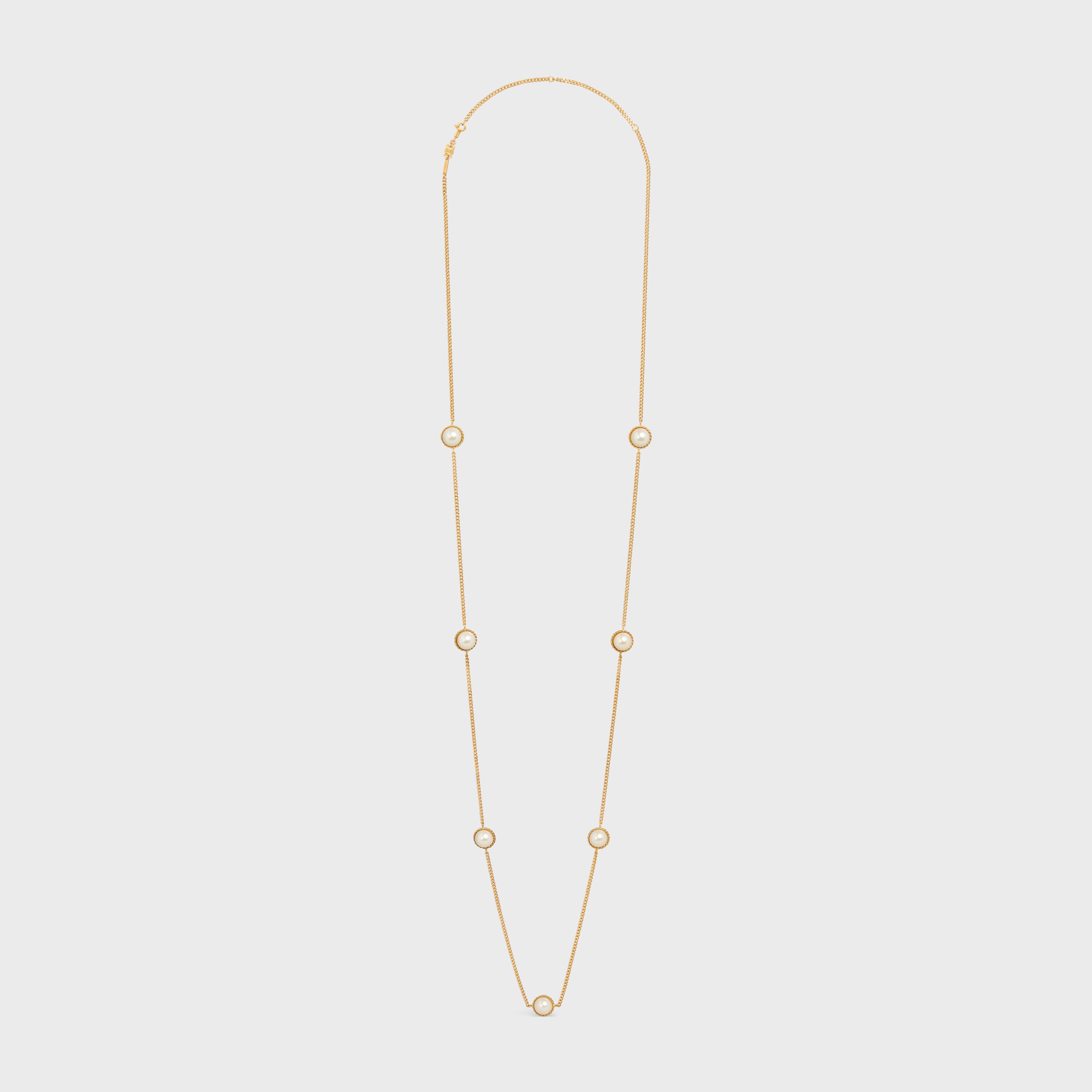 Les Perles Celine Sautoir in Resin Pearls and Brass with Gold Finish - GOLD / IVORY -  - 2 | CELINE