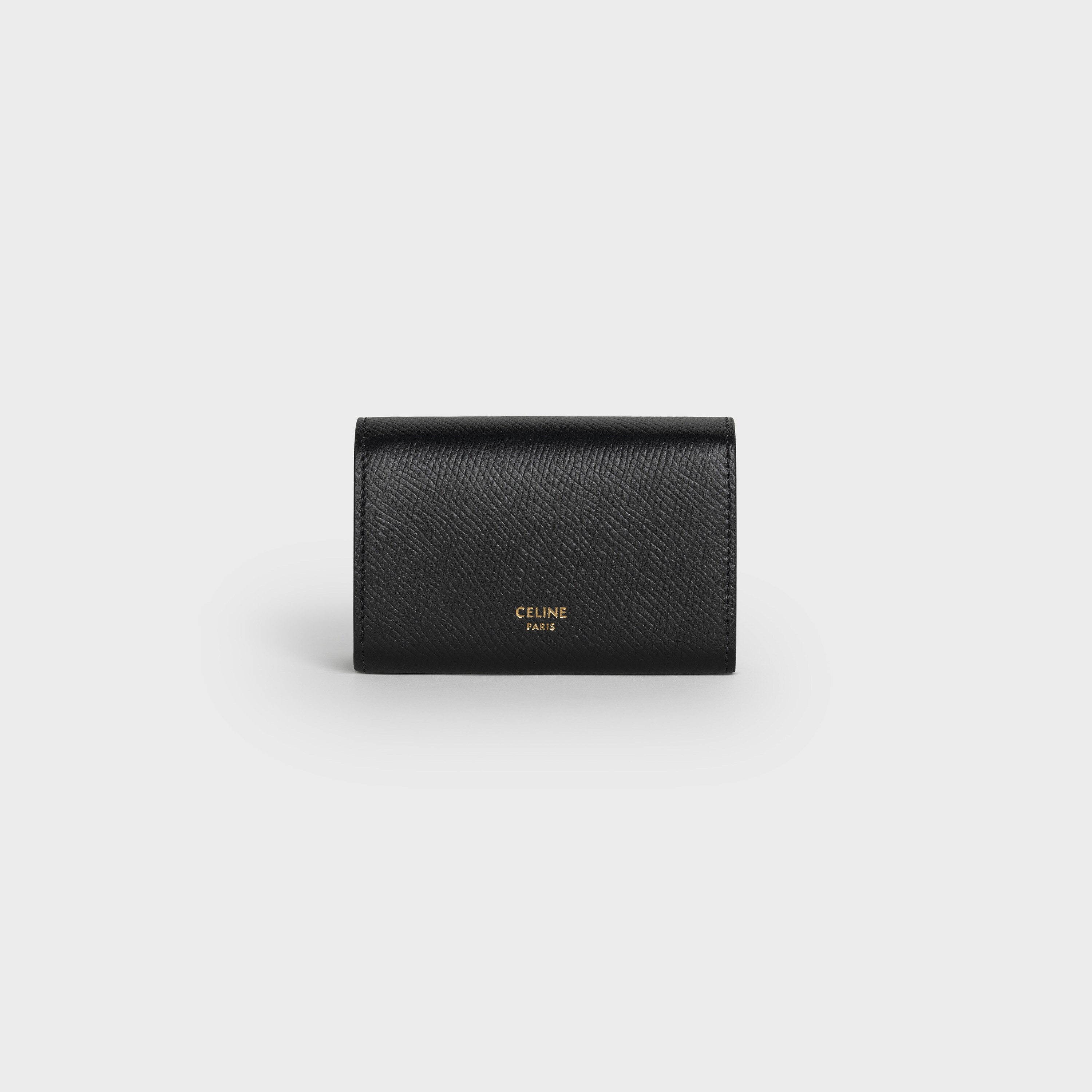 Business Card Holder in Grained Calfskin - Black | CELINE