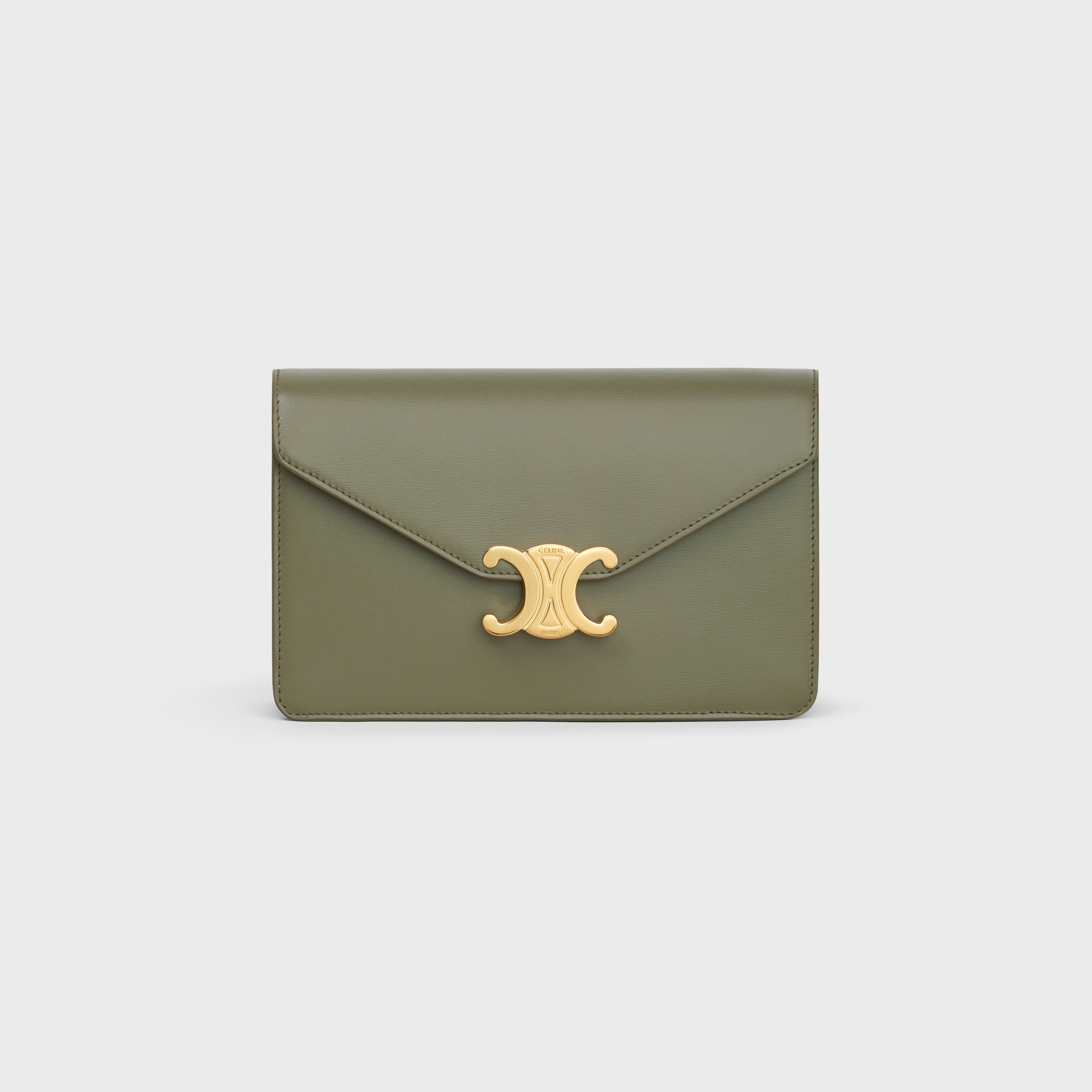 WALLET ON CHAIN MARGO IN SHINY CALFSKIN - SOFT KHAKI | CELINE