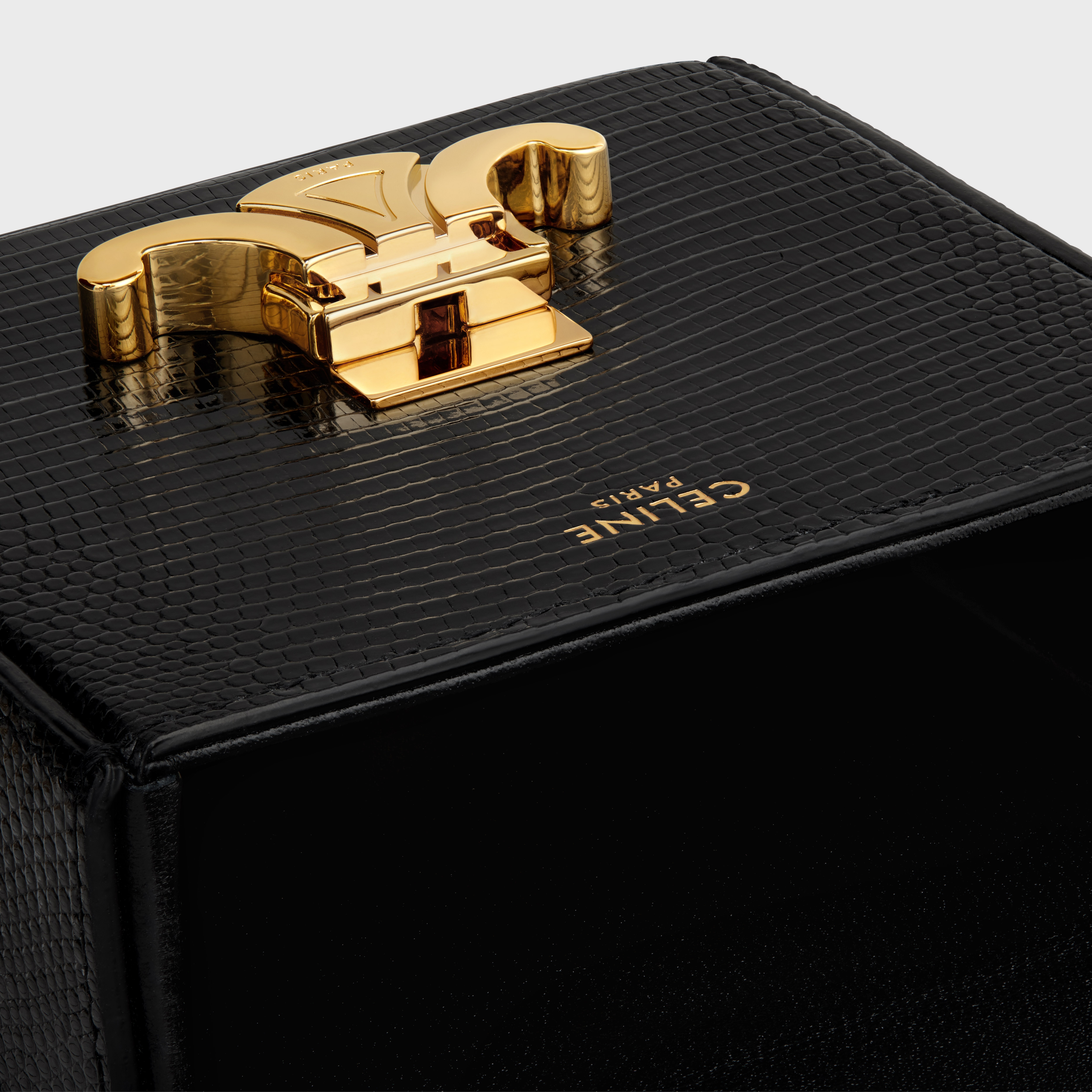 MINI BOX TRIOMPHE IN LIZARD - BLACK | CELINE