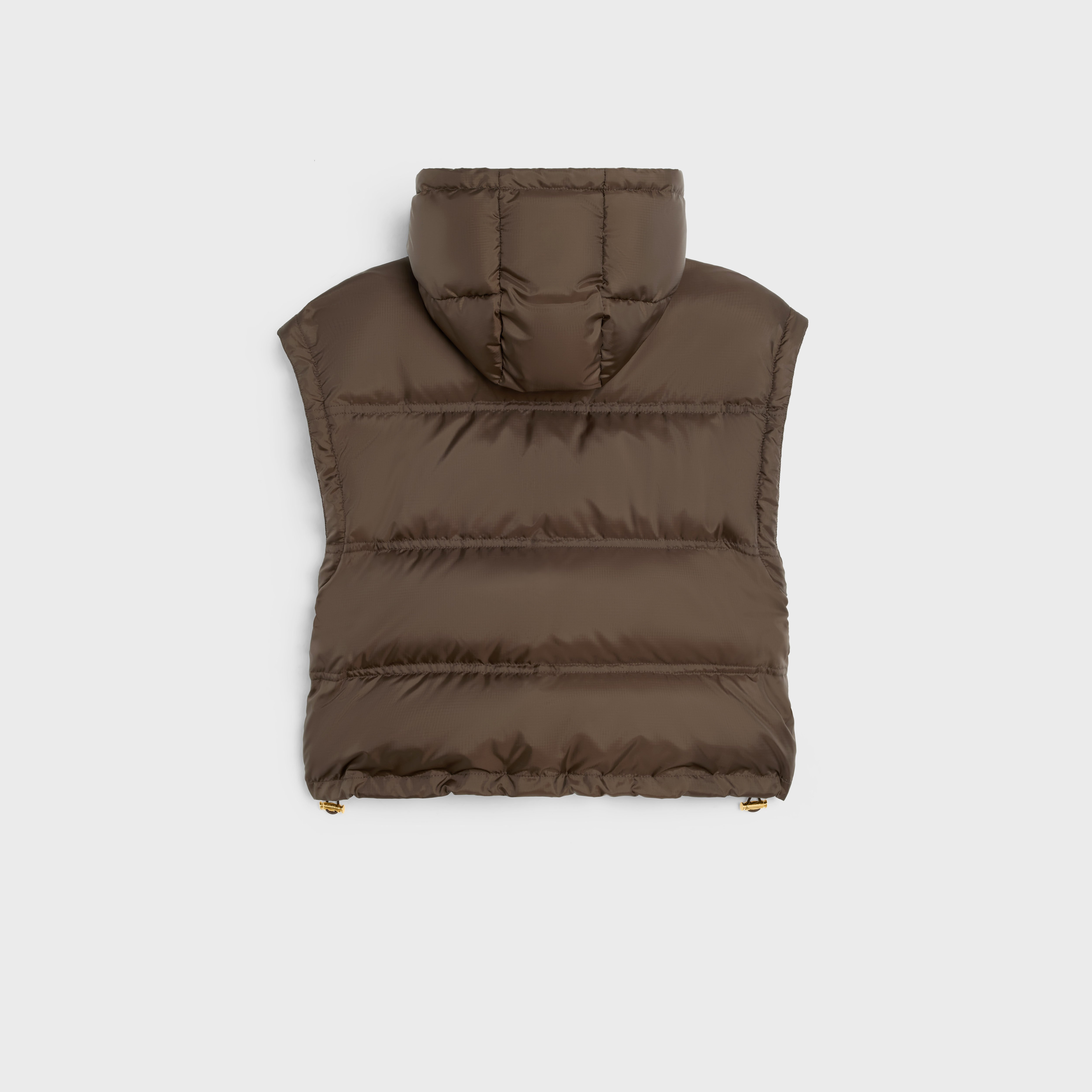 TRIOMPHE CROPPED DOWN JACKET IN LIGHTWEIGHT NYLON - CHOCOLATE | CELINE